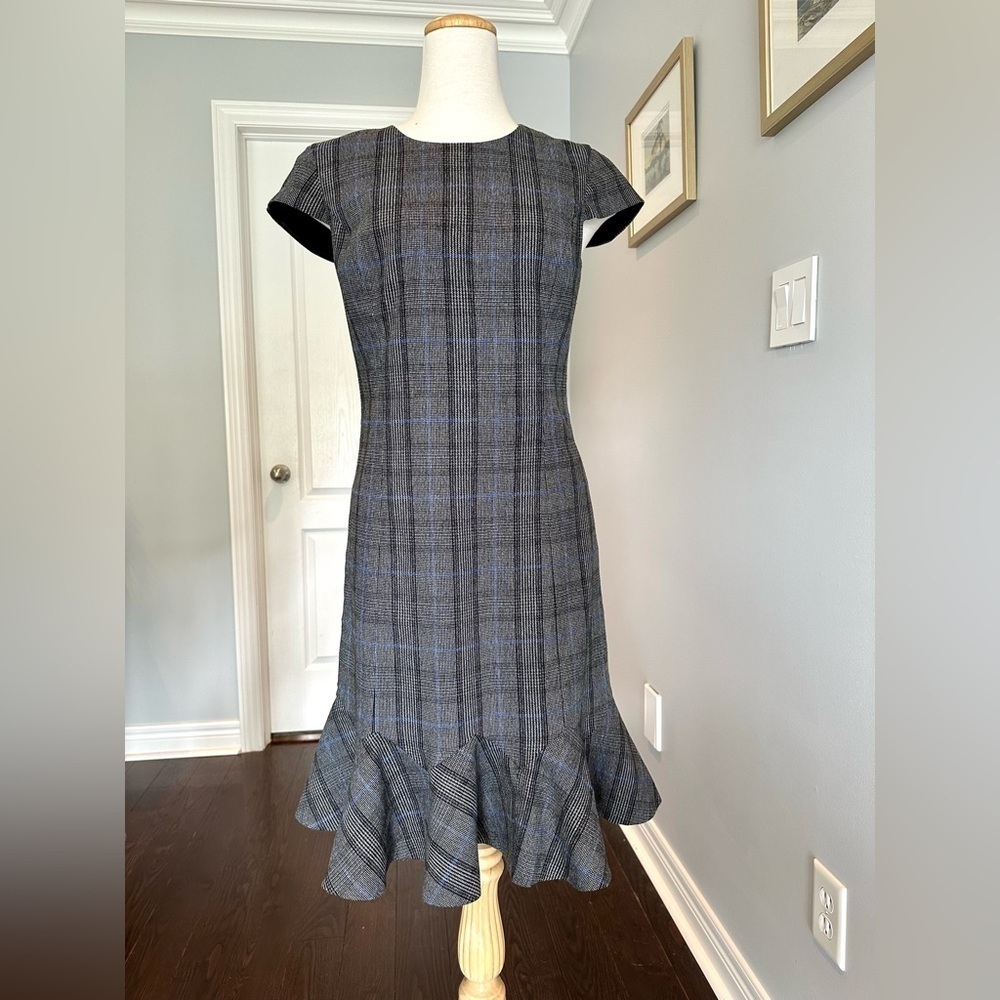 Banana Republic Plaid Godet-Flounce Sheath Dress - Size 6